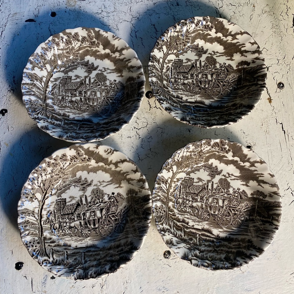 4 Myott Staffordshire Brown Royal Mail 5.5” Fruit Bowls
